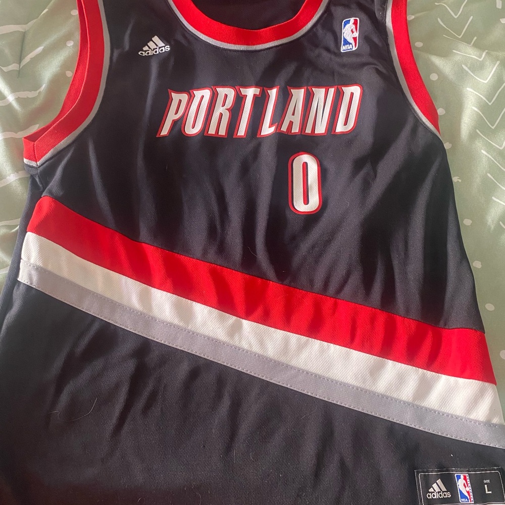 Adidas kids Portland Oregon Trailblazers basketball Jersey in Black, Red, White